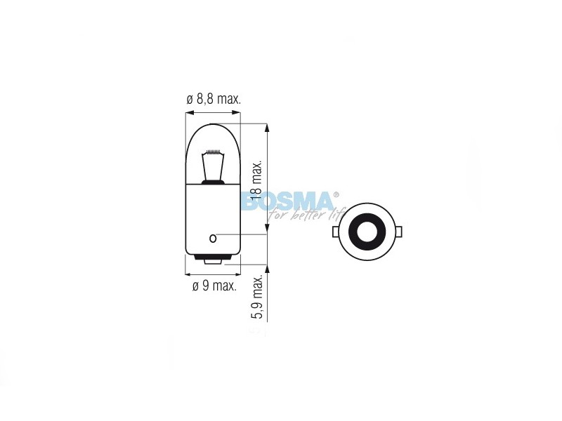 Lightbulb BOSMA 12V 4W BA9s RED