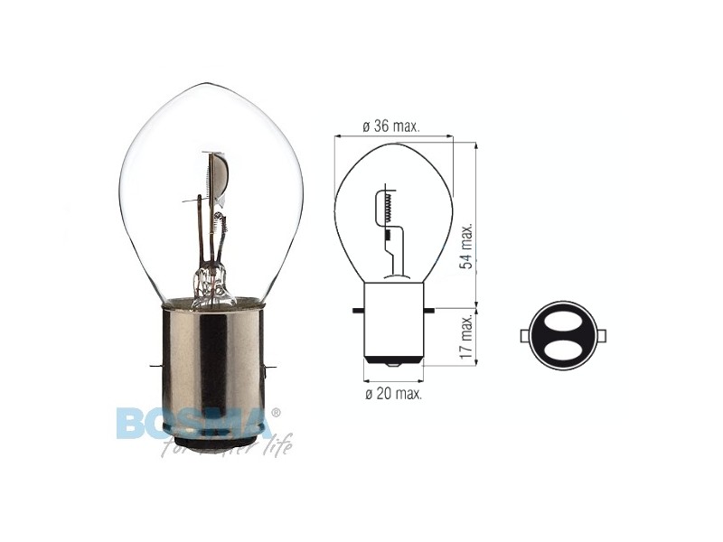 LIghtbulb BOSMA 12V 25/25W BA20d SEMI HALOGEN