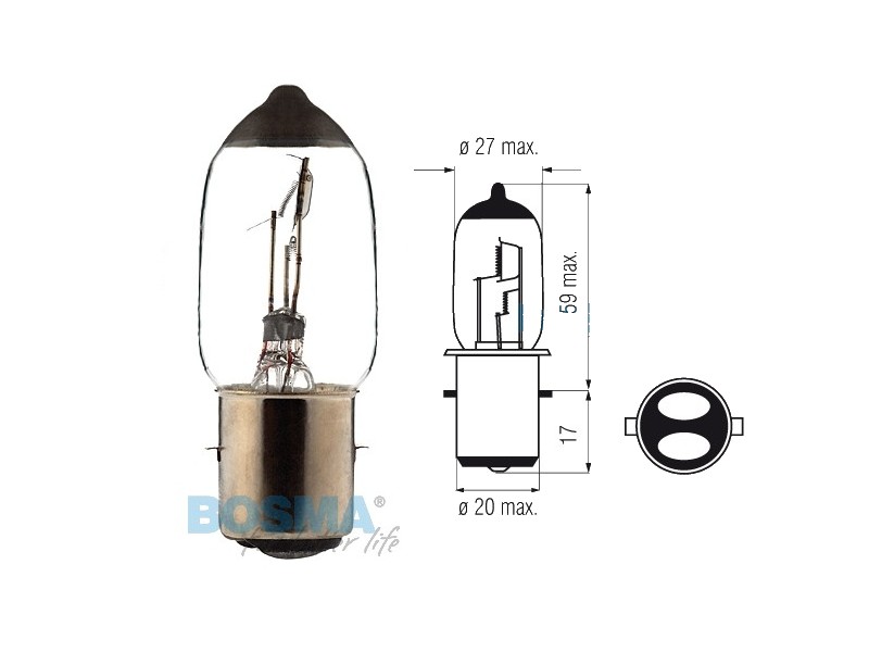 LIghtbulb BOSMA 12V 25/25W BA20d SEMI HALOGEN