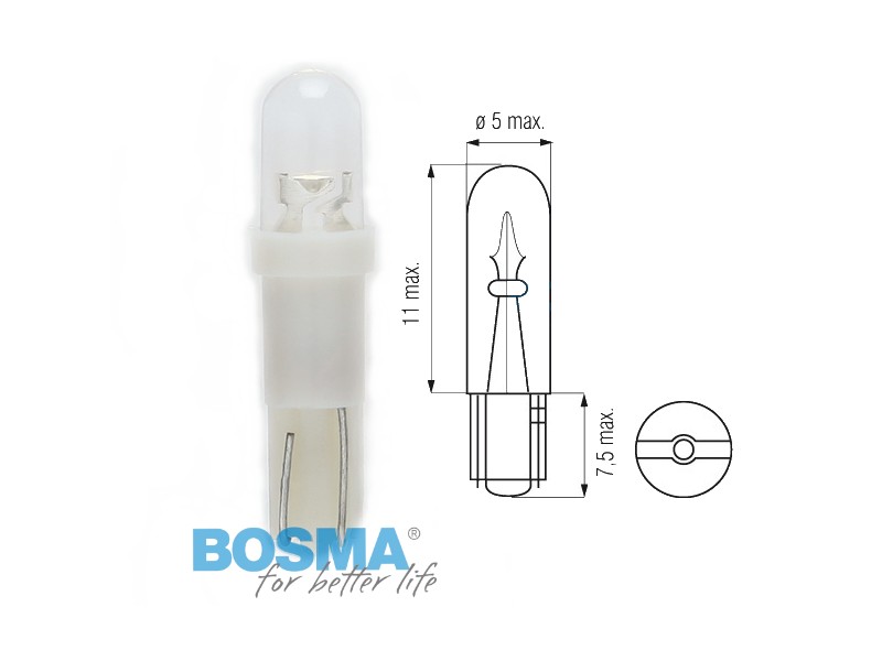 Lightbulb BOSMA 12V 1*LED 1*STANDARD T05 WHITE 6000K BLISTER