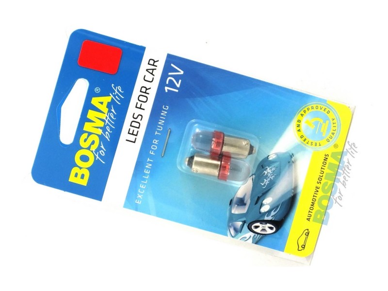 lightbulb BOSMA 12V 1*LED STANDARD BA9s Red blister