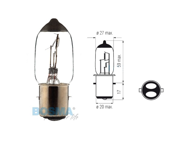 Lightbulb BOSMA 12V 45/40W BA20d SEMI HALOGEN (0122)