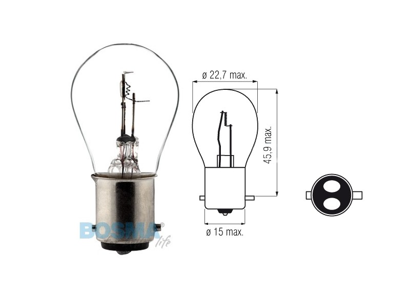 Lightbulb BOSMA 6V 20/20W BAX15d (1161)
