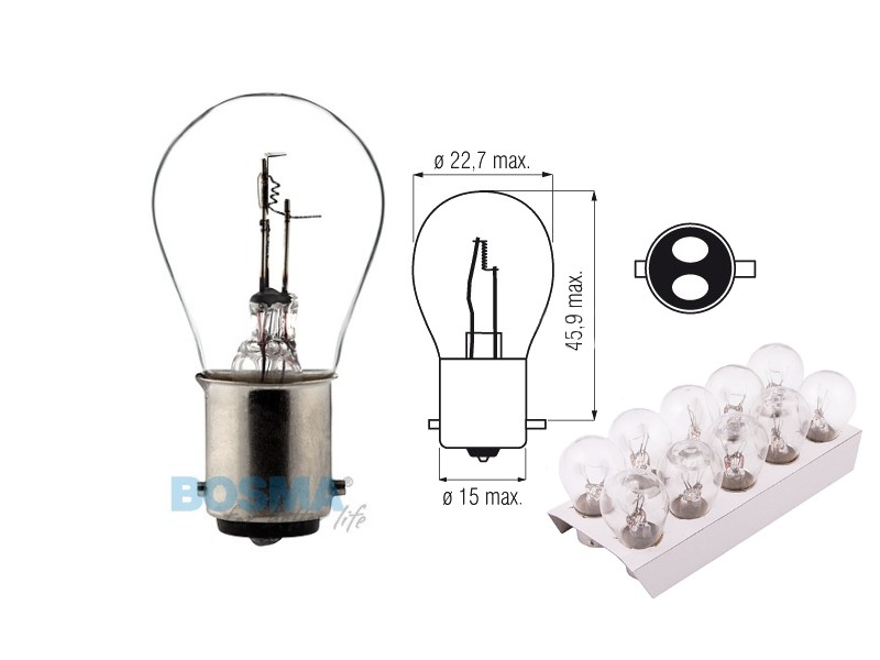 Lightbulb BOSMA 12V 35/35W BAX15d (1204) packaged 10pcs