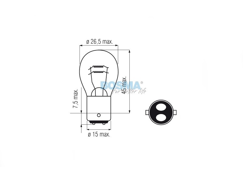 Lightbulb BOSMA 12V 18/5W BAY15d (1567) packaged 10pcs