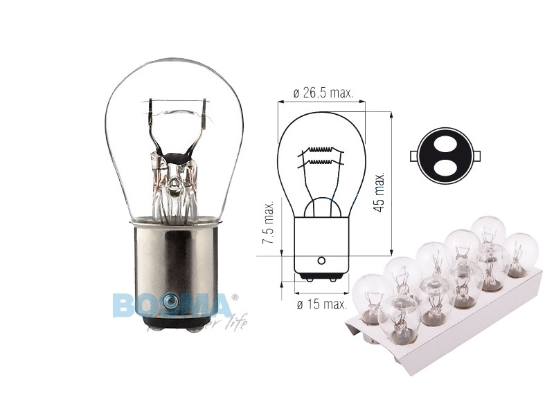 Lightbulb BOSMA 12V 18/5W BAY15d (1567) packaged 10pcs
