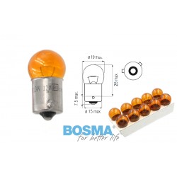 Lightbulb BOSMA 12V 10W RY10W BAU15s AMBER (9778) 10pcs