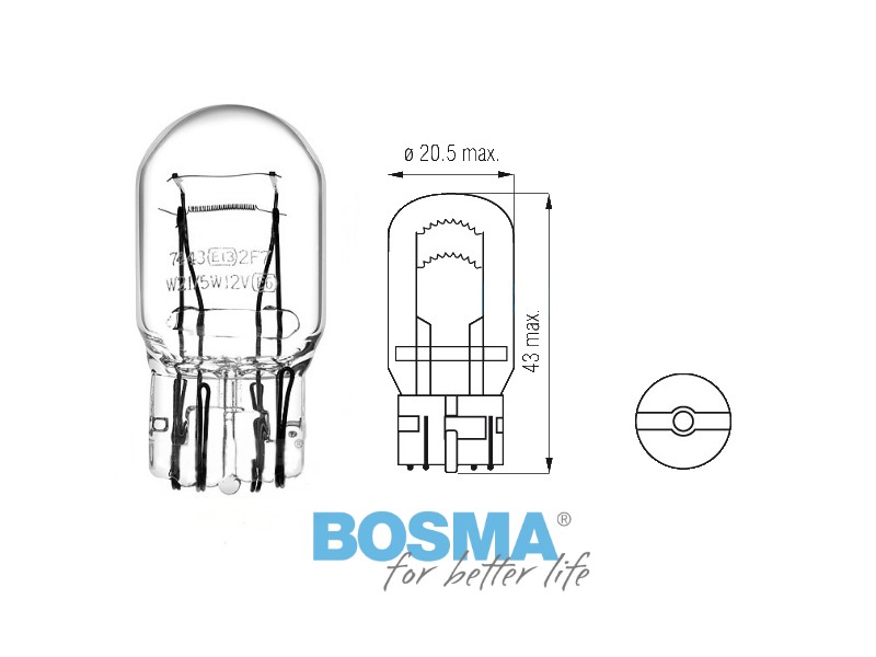 Lightbulb BOSMA 12V 21/5W W21/5W T20q BLISTER 2 pcs