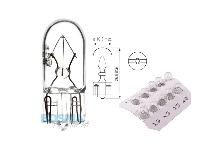 Lightbulb BOSMA 12V 3W T10 W3W (1970) 10pcs