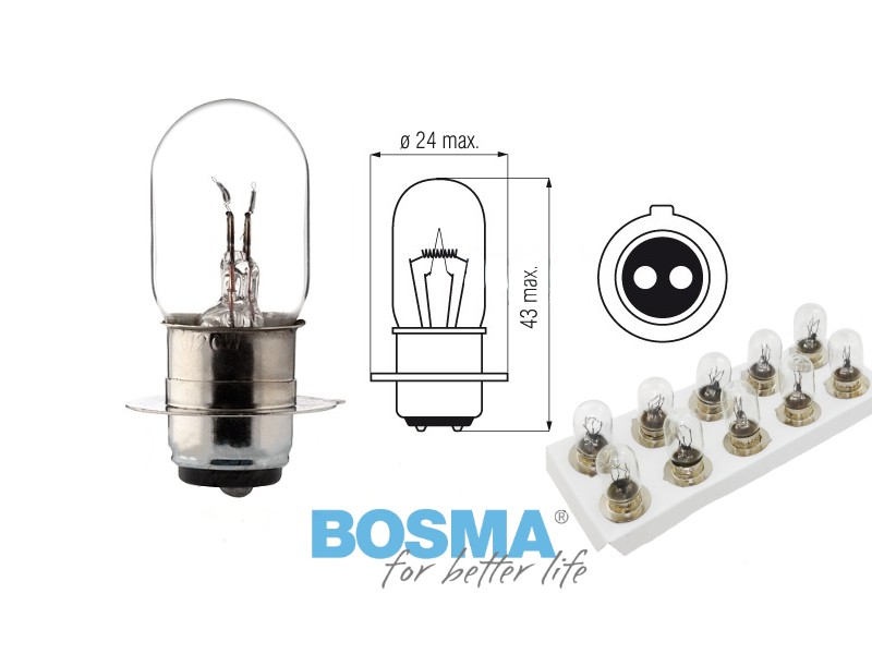 Lightbulb BOSMA 12V 25/25W PX15d (6456) packaged 10pcs