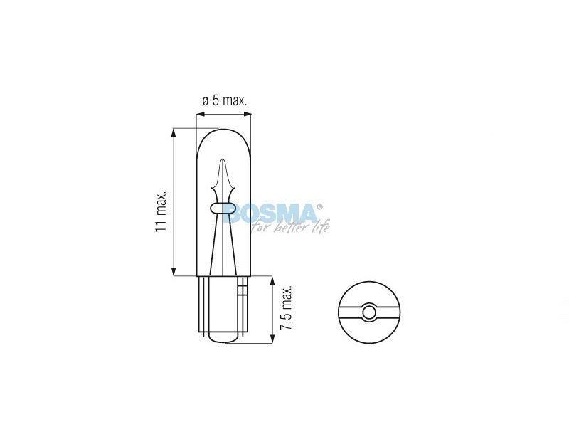 Bulb BOSMA 12v 1,2W T05 RED 10pcs.