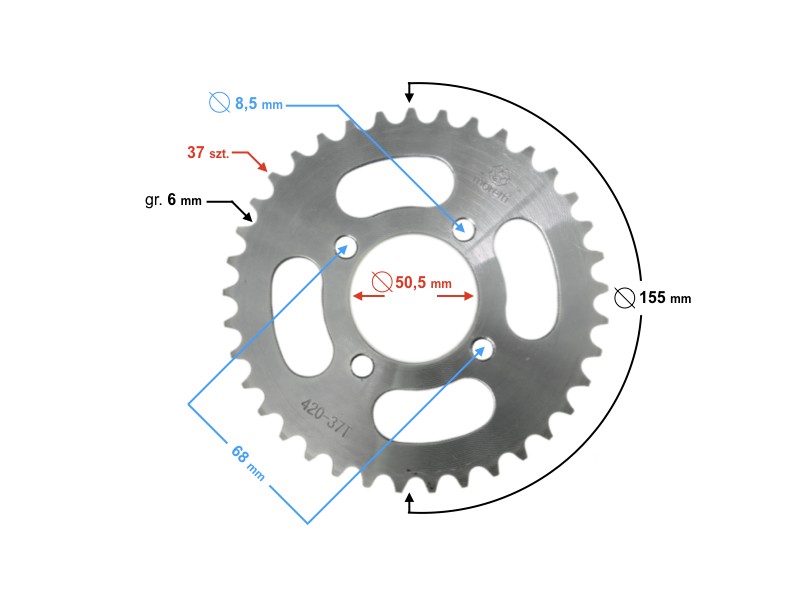 Rear sprocket 37/420 for ATV