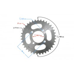 Rear sprocket 37/420 for ATV