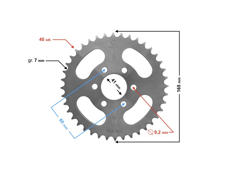 Rear sprocket Moretti 40/428 for ATV 150