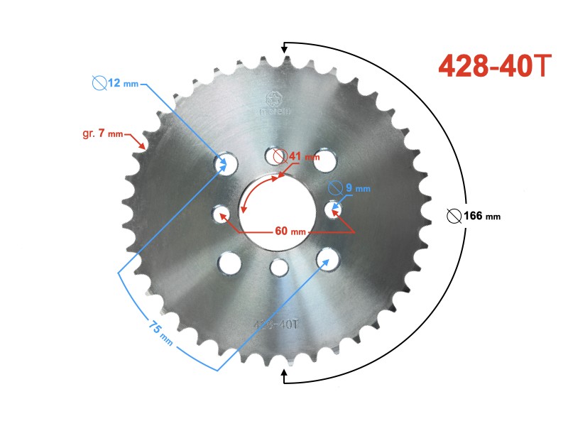 Rear sprocket Moretti 40/428 for ATV 200