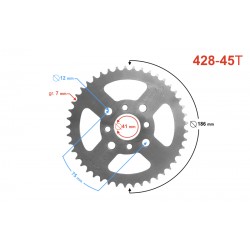 Rear sprocket Moretti 45/428 for ATV 200