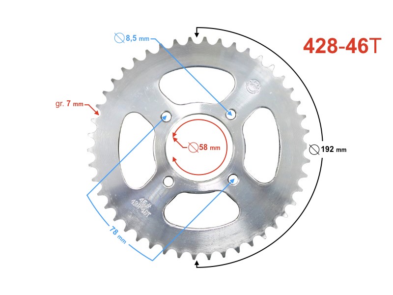 (WHOLESALE) Rear sprocket 46/428 for FR 2 , Fighter , Sprint , Volcano