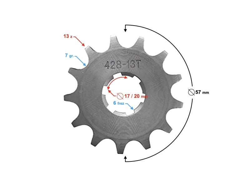 Drive sprocket Moretti 13/428 for WSK125