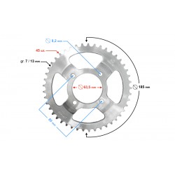 Rear sprocket 45/428