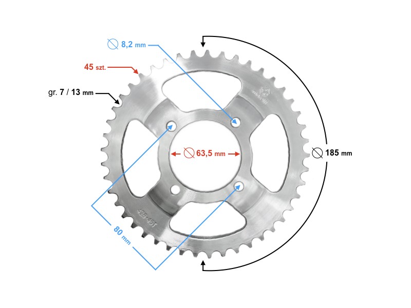 Rear sprocket 45/428