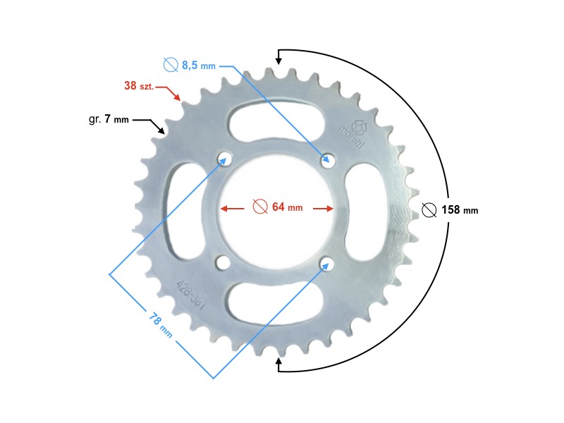Rear sprocket 38/428 Rear sprocket 38/428