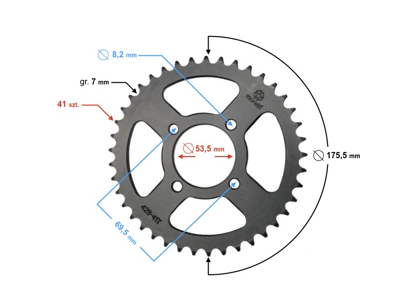 Rear sprocket 41/428, black
