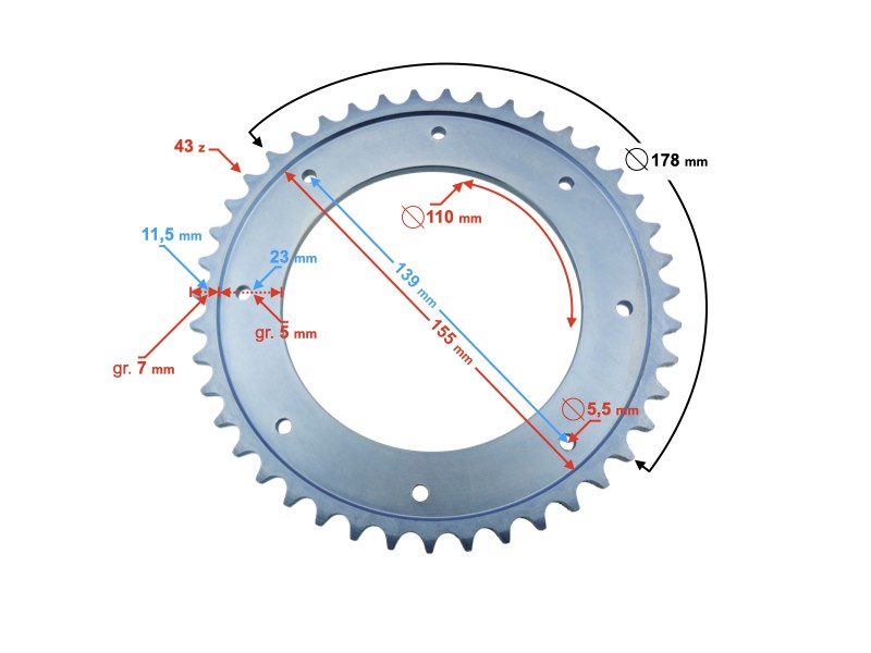 Sprocket nT 428-43z WSK 125