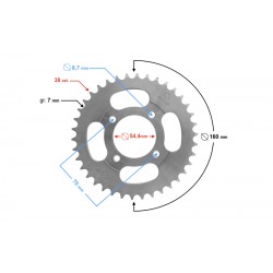 Rear sprocket Moretti 38/428 for Ogar Rear sprocket Moretti 38/428 for Ogar