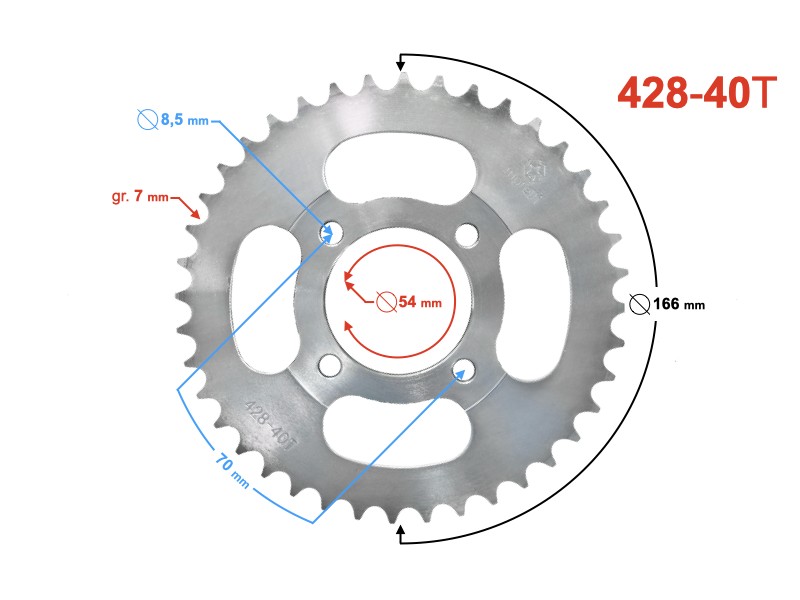 Rear sprocket Moretti 38/428 Rear sprocket Moretti 38/428