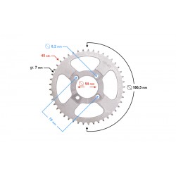 Rear sprocket 45/428 for Ogar Rear sprocket 45/428 for Ogar