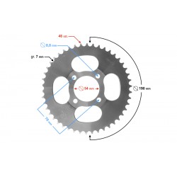 Rear sprocket Moretti 46/428 for Ogar