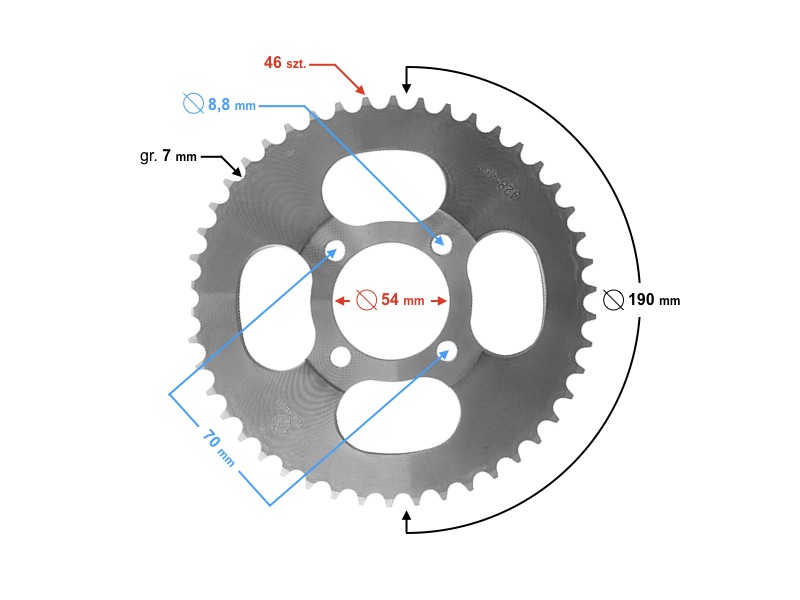 Rear sprocket Moretti 46/428 for Ogar Rear sprocket Moretti 46/428 for Ogar