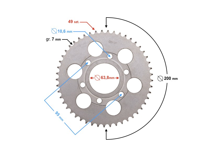 Rear sprocket 49/428 for Pro50