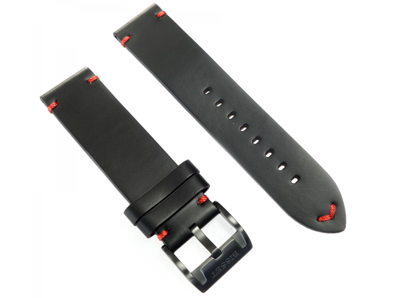 Bisset leather strap 22 mm black-blue