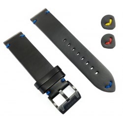 Bisset leather strap 22 mm black-blue Bisset leather strap 22 mm black-blue
