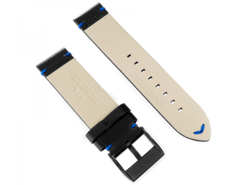 Bisset leather strap 22 mm black-blue