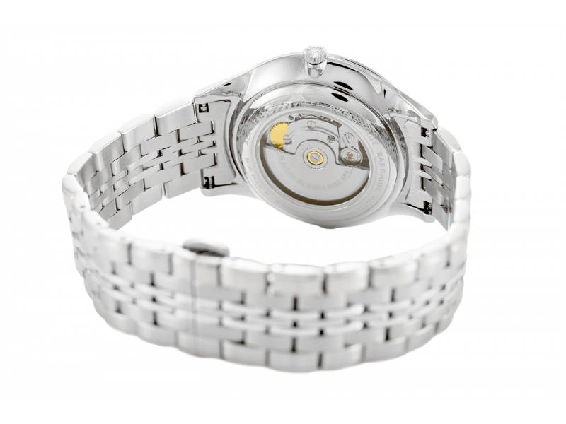 Zegarek Bisset męski mechaniczny na bransolecie BSMF37 srebrny/czarny