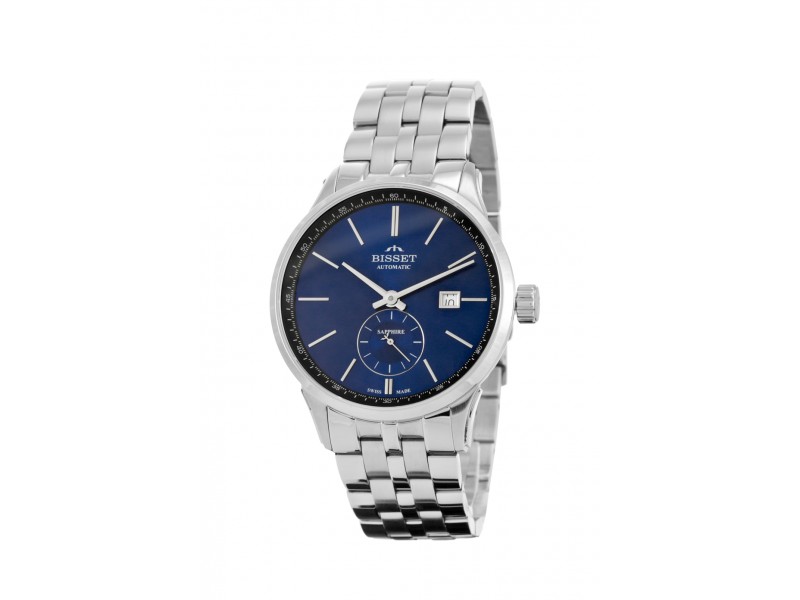 Zegarek Bisset męski mechaniczny na bransolecie BSMF59 srebrny/granatowy
