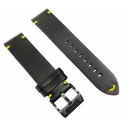 Bisset leather strap 22 mm black-yellow Bisset leather strap 22 mm black-yellow