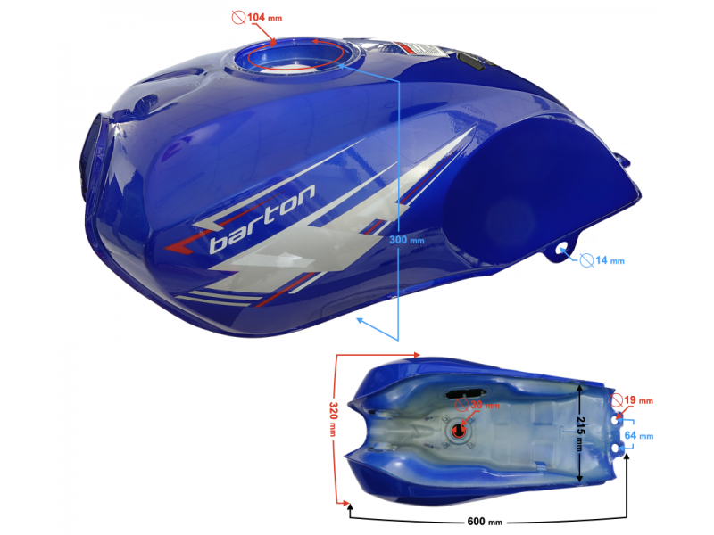 Blue fuel tank for Fighter 2 / Euro 5 moped