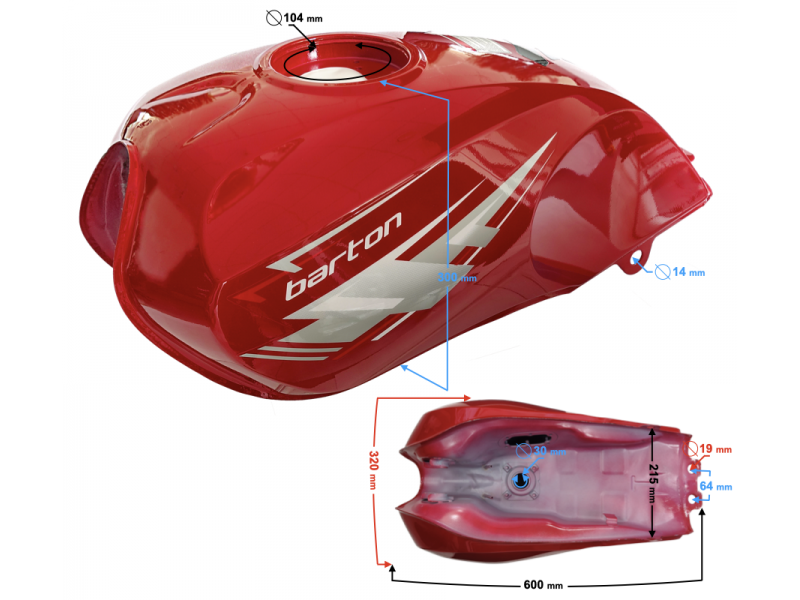 Red fuel tank for Fighter 2 / Euro 5 moped