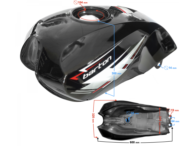 Black fuel tank for Fighter 2 / Euro 5 moped