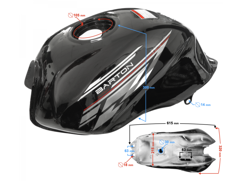 Black fuel tank for Sprint 2 / Euro 5 moped Black fuel tank for Sprint 2 / Euro 5 moped