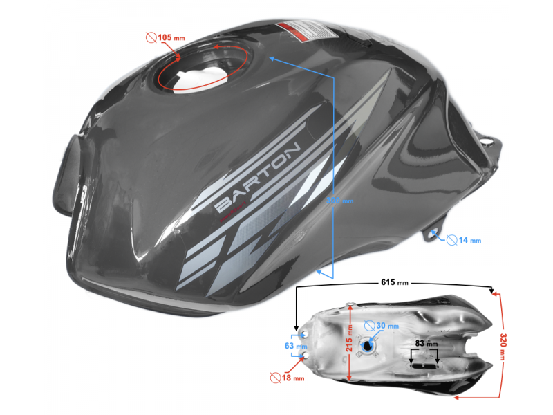 Graphite fuel tank for Sprint 2 / Euro 5 moped