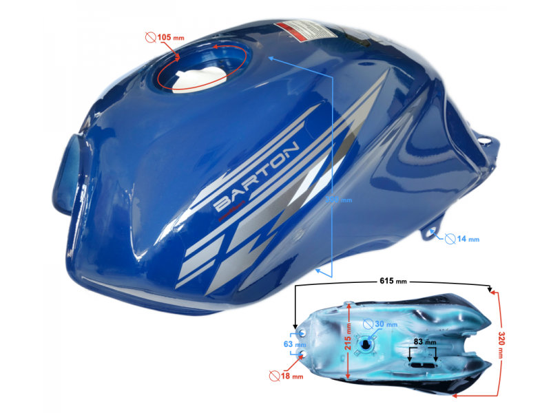 Blue fuel tank for Sprint 2 / Euro 5 moped