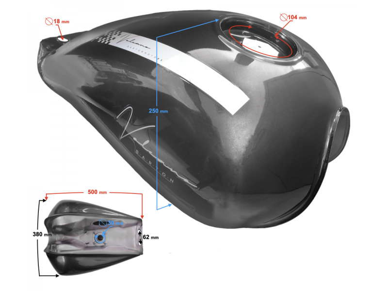 Gray fuel tank for Volcano / Euro 5 moped