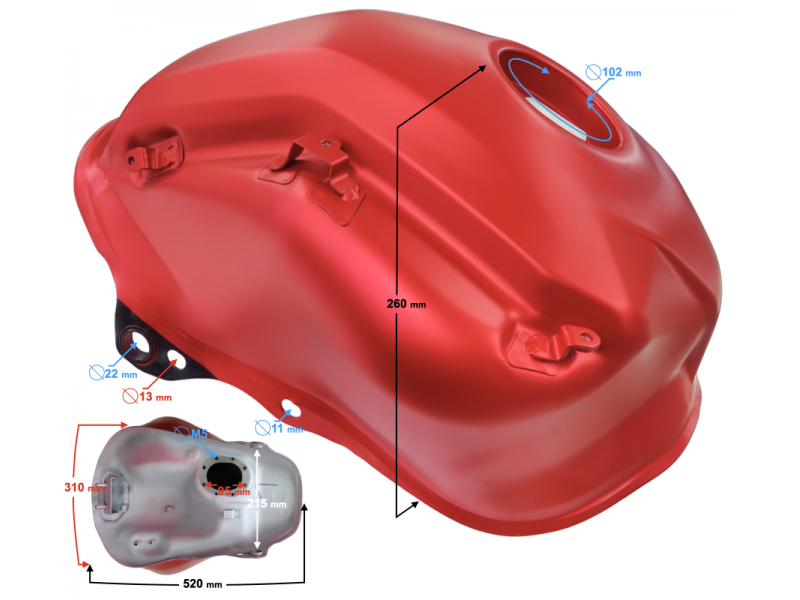 Fuel tank red/black VOGE 300 DS
