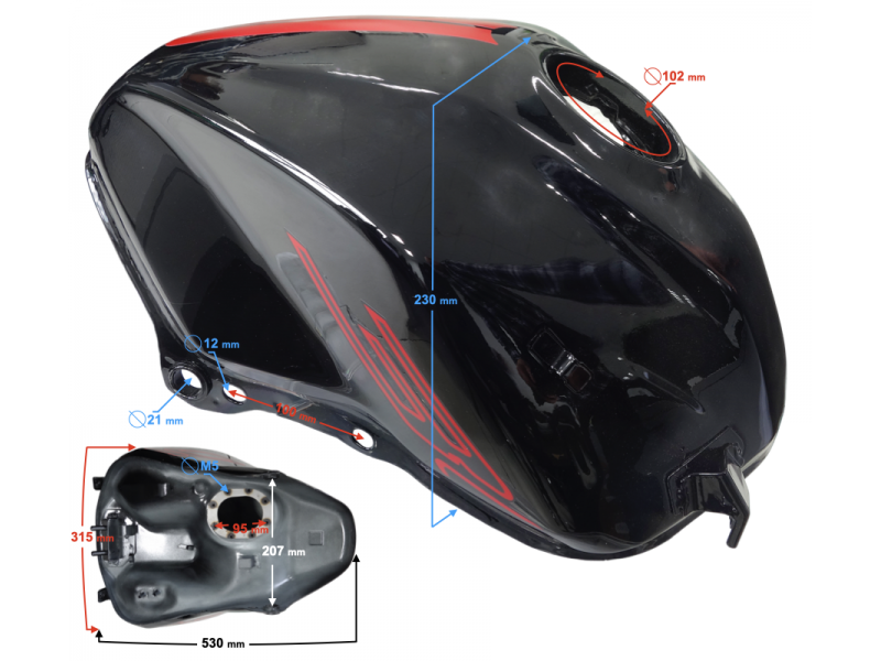 Fuel tank black VOGE 300 R Fuel tank black VOGE 300 R