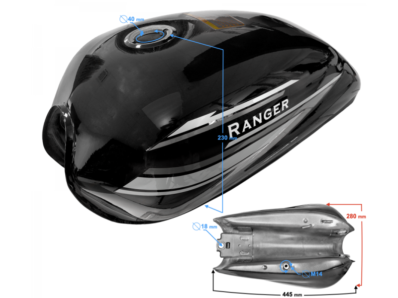Fuel tank black Ranger Classic E5