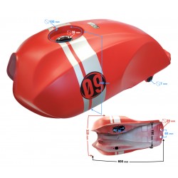 Red fuel tank for Cafe Racer motorcycle